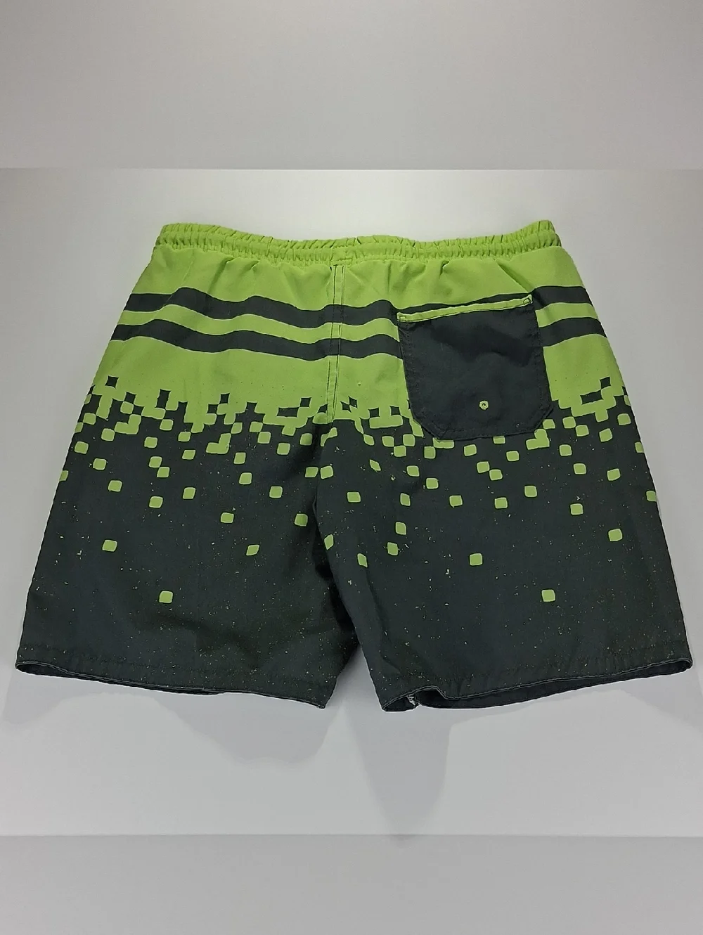 Boys Minecraft Swim Trunks Size 10/12 Green Pixel Graphic Back Pocket